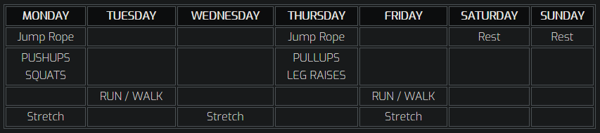 Workout Schedule
